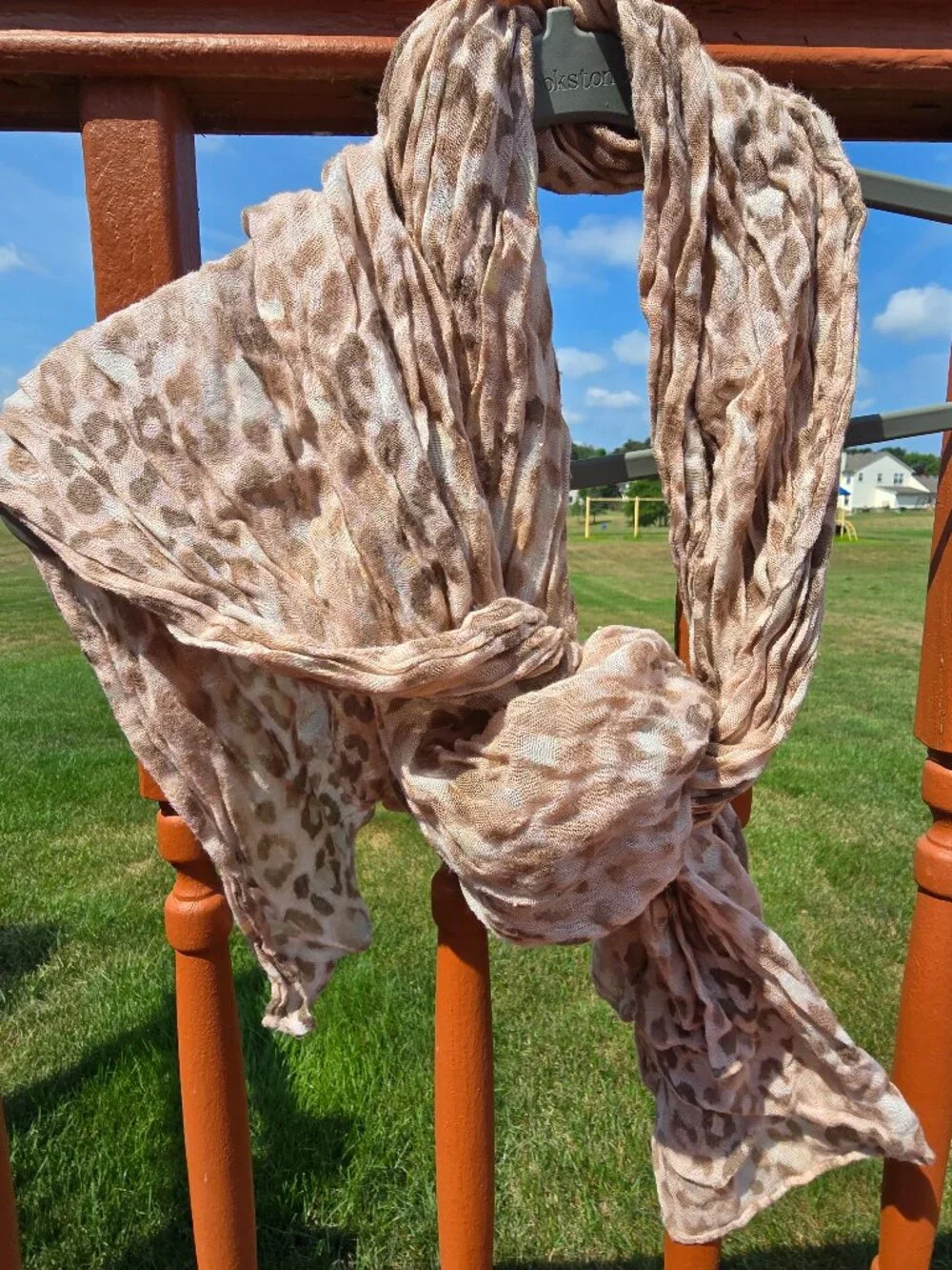 Express Leopard Animal Print Scarf Beige Tan Brown Lightweight Gauze Wrap